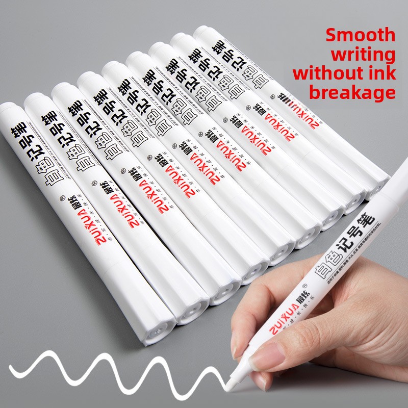 Whiteboard Marker Set - 5-10 ชิ้นปากกามาร์กเกอร์สีขาว 2.0 มม.กันน้ำสีขาวเจลปากกา DIY กราฟฟิตี้สเก็ตช์มาร์กเกอร์เครื่องเขียนการเขียนอุปกรณ์การเรียน