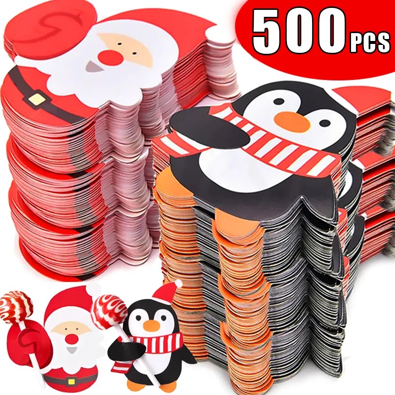 Cardstock Paper Pack - คริสต์มาสอมยิ้มกระดาษการ์ดการ์ตูนซานตาคลอสเพนกวิน Snowman เด็ก Candy ของขวัญแพคเกจห่อ New