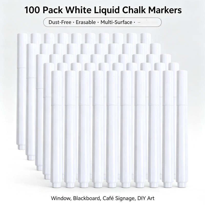 Whiteboard Marker Set - ปากกาชอล์กชนิดน้ำ 3-100 ชิ้น ปากกาไวท์บอร์ดสีขาว สำหรับกระจก หน้าต่าง