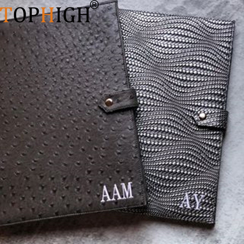 Portfolio Folder Zip - TOPHIGH ใหม่ผู้หญิงจระเข้นกกระจอกเทศรูปแบบกระเป๋าแล็ปท็อปหนังกระเป๋าแฟ้มสําหรับ IPAD แฟชั่น A4 กระดาษแฟ้มโฟลเดอร์